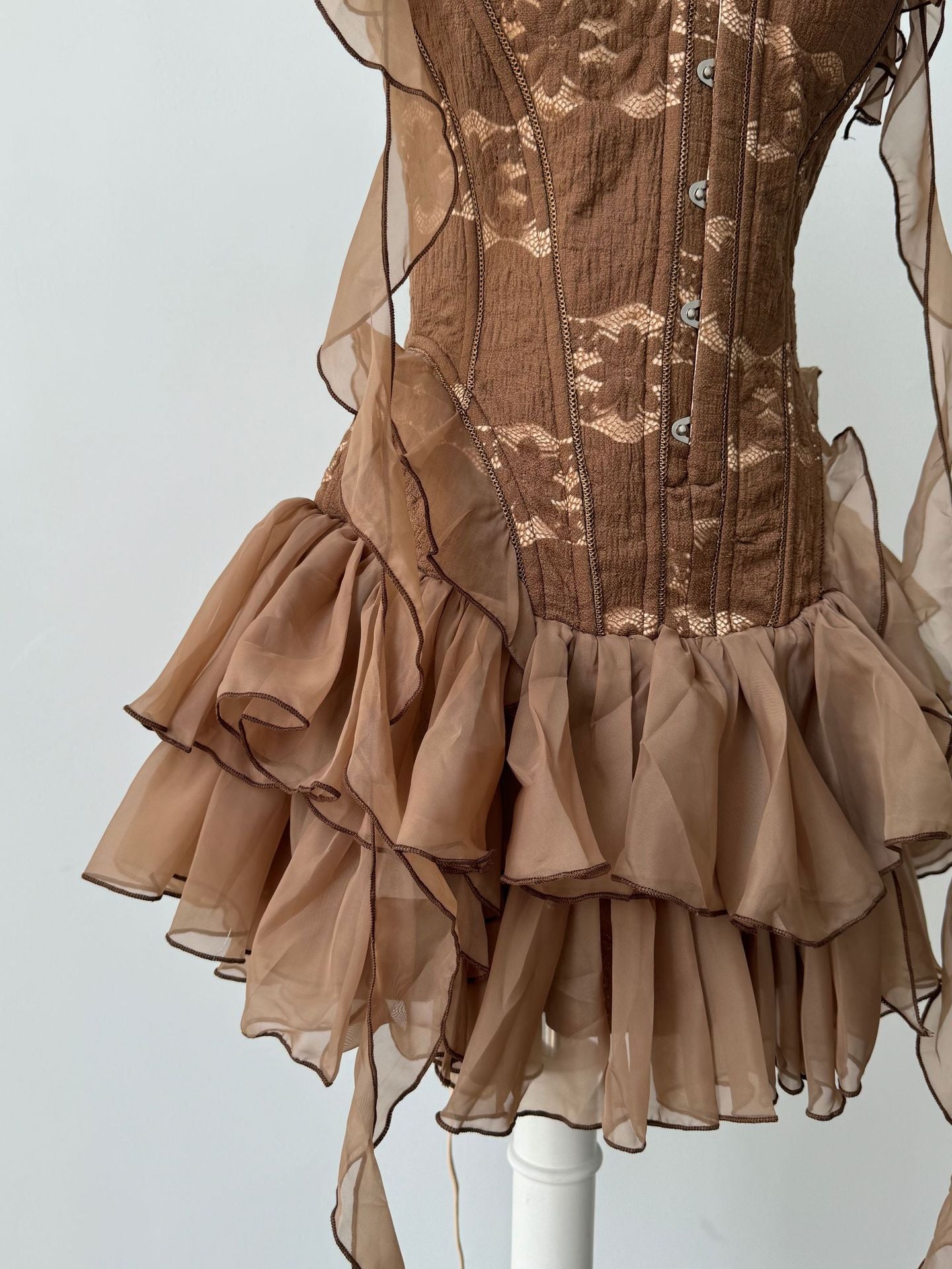 ALTHEA RUFFLE BROWN MINI DRESS