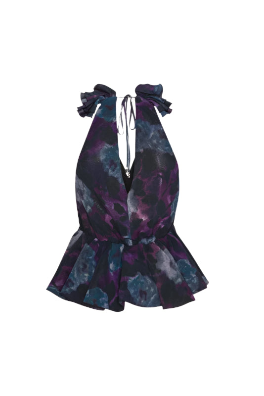 FLORAL CHIFFON RUFFLE TOP FOR WEDDING GUEST