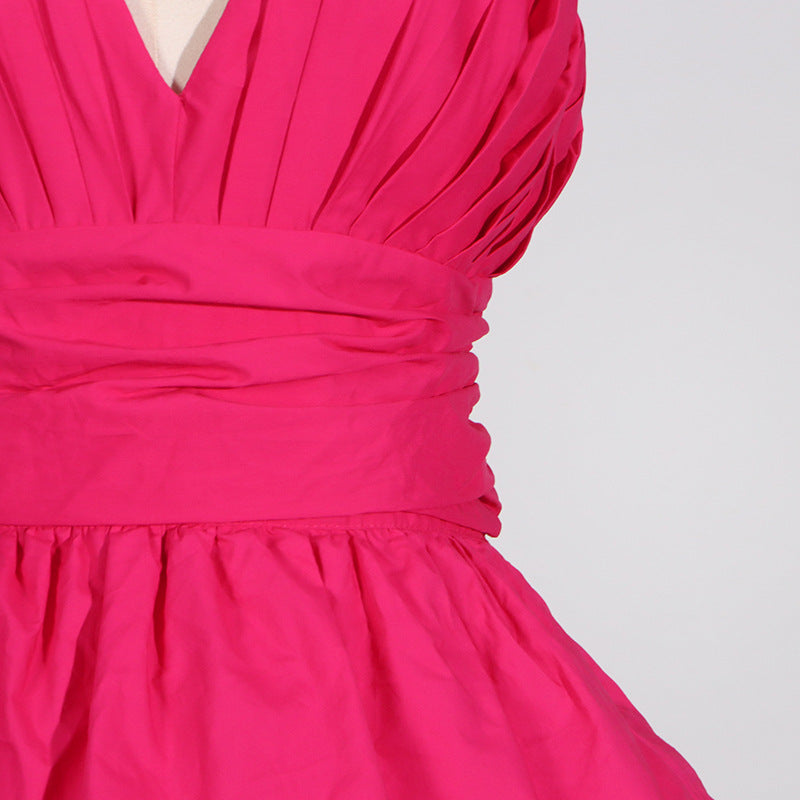PLUNGE V-NECK RUFFLE TIERED SLIT GOWN PINK