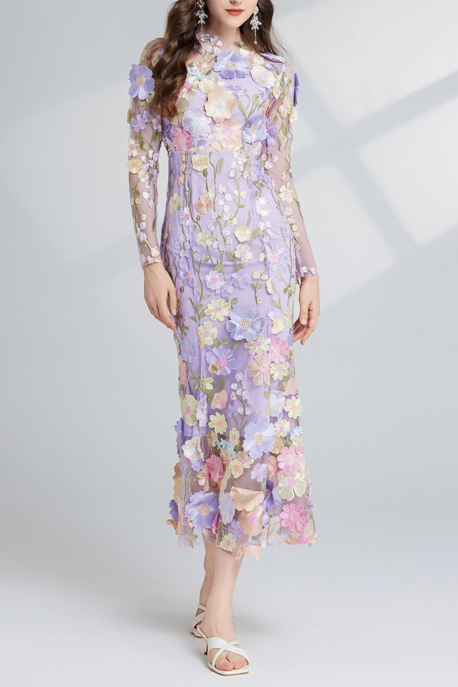 O1CN01e1IvP11MIkEwllYVe__2208072501412-0-cib CAROL PURPLE FLORAL EMBROIDERY MESH MIDI DRESS