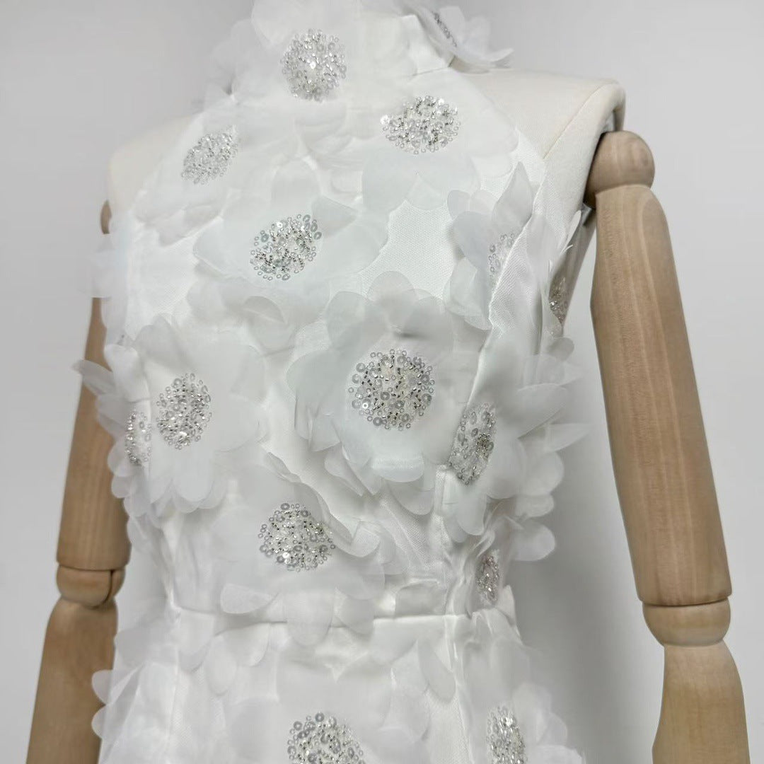 WHITE CHERRY BLOSSOM MINI DRESS FOR PARTY
