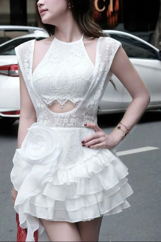 O1CN01eE5BvY1Ekfai5fxfr__2211590160390-0-cib WHITE SHARON LACE PATCHWORK MINI DRESS - TASSEL FLOWER