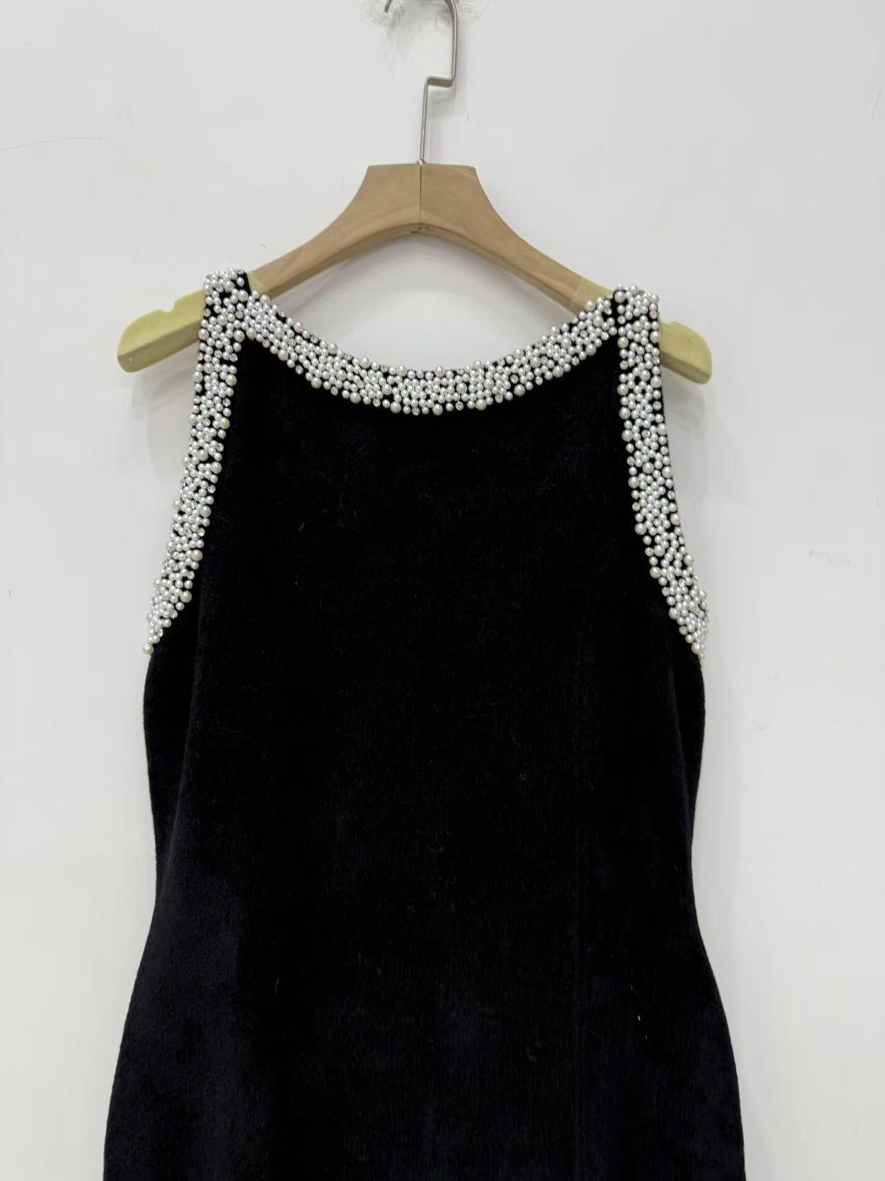 SIMONA BEADED RUFFLE MINI DRESS, BLACK