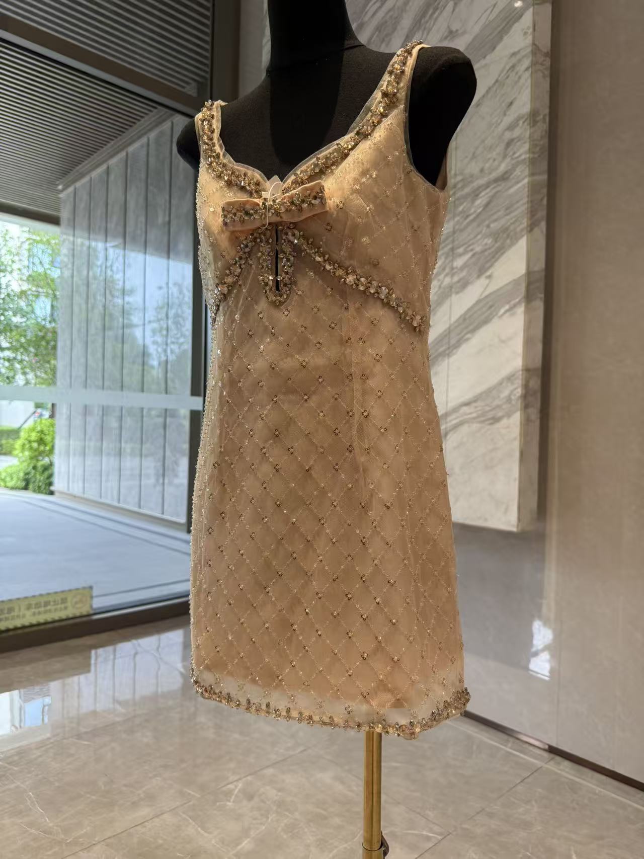 MONA SEQUIN RHINESTONE MINI DRESS YELLOW