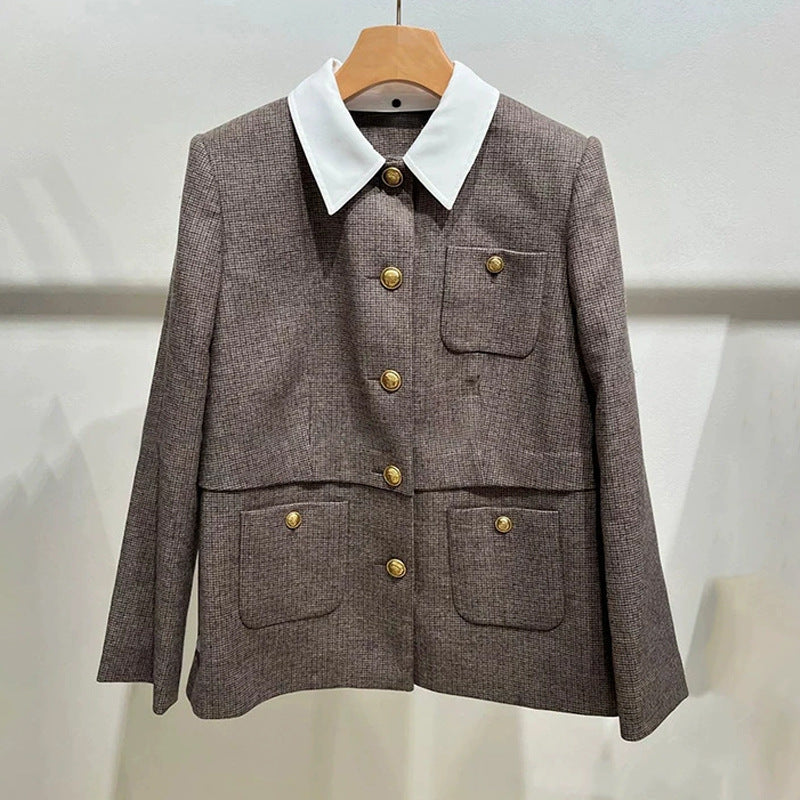 SETLLA HOUNDSTOOTH BROWN BLAZER FOR WORK