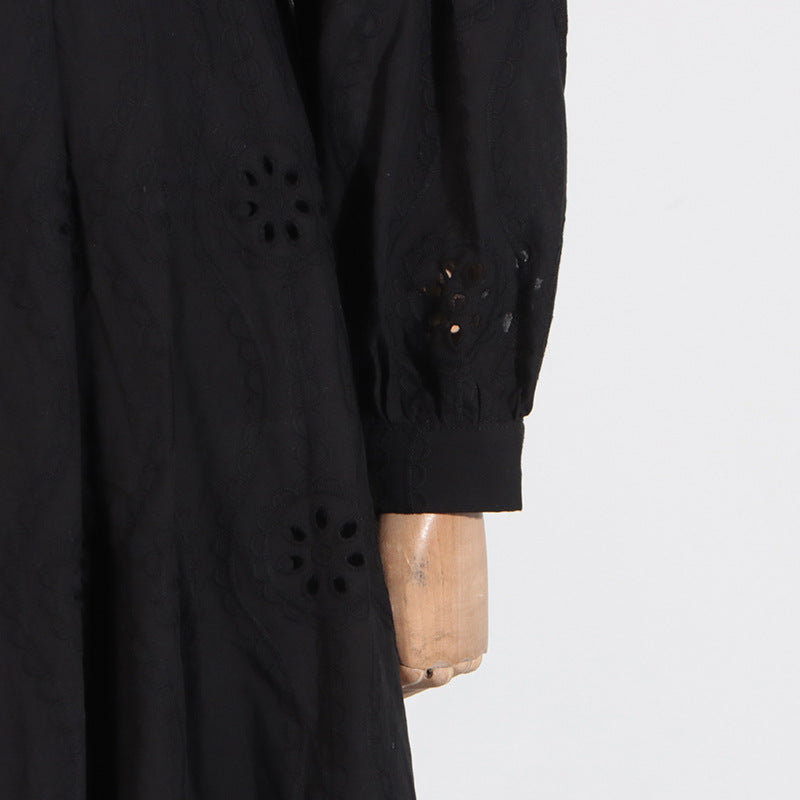 RETRO LACE MIDI DRESS, SINGLE-BREASTED, BLACK, VINTAGE