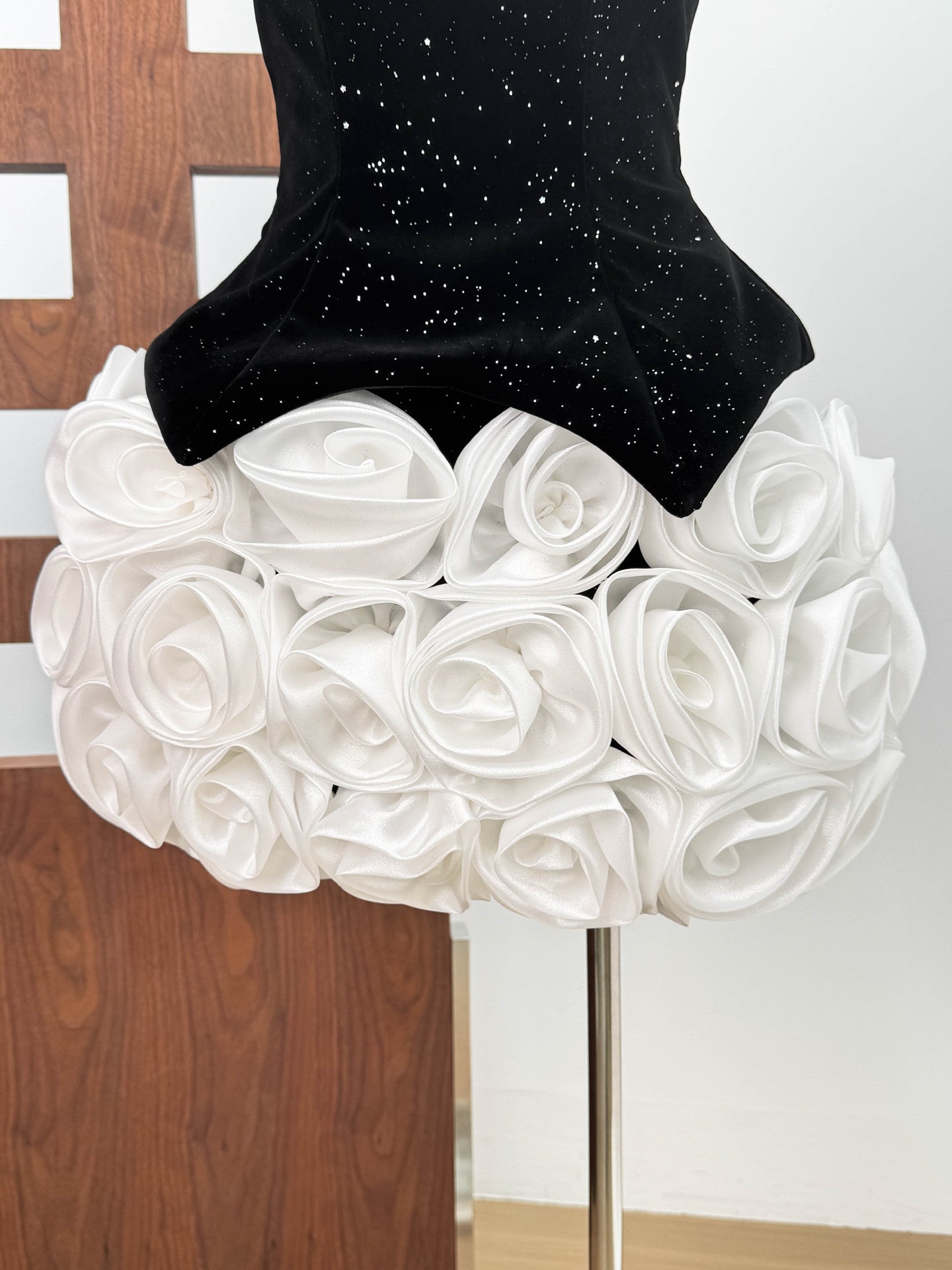 O1CN01f0eVIU1x1vZO91nk0__2215741276384-0-cib DORIS BLACK 3D FLOWER SEQUIN STRAPLESS MINI DRESS