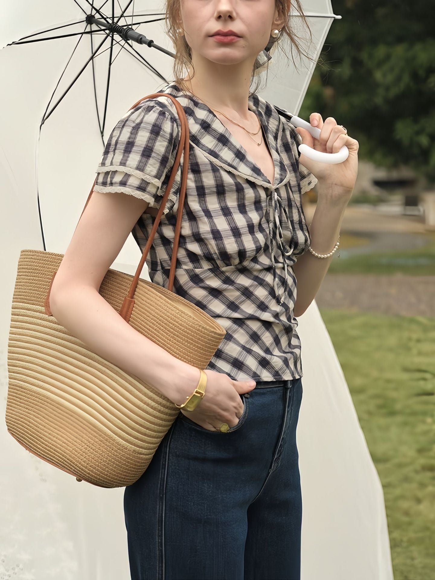 LONG SLEEVE NAVY COLLAR CHECK SHIRT