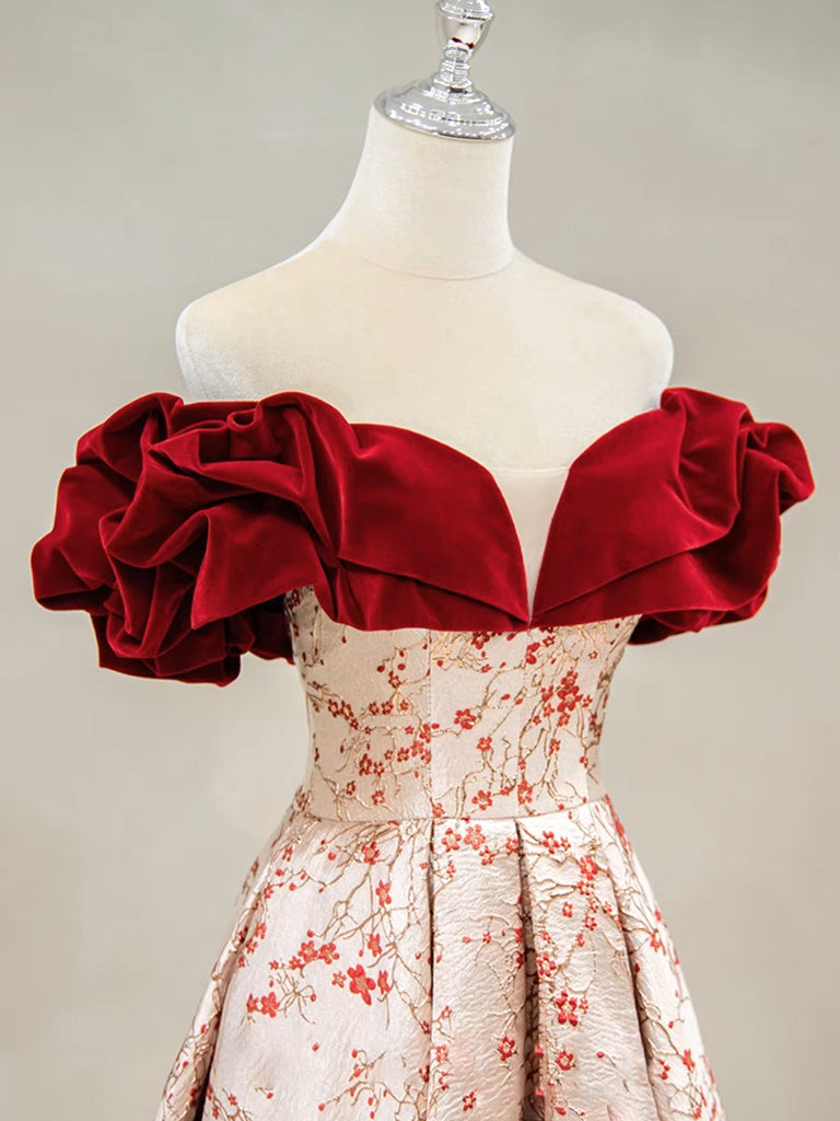 A-LINE OFF-SHOULDER SATIN LONG PROM DRESS