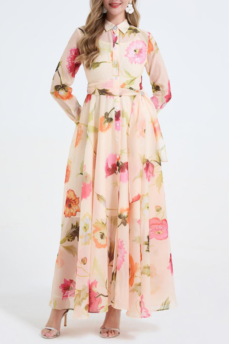 DOLORES FLORAL PRINT MAXI SHIRT DRESS FOR WEDDING