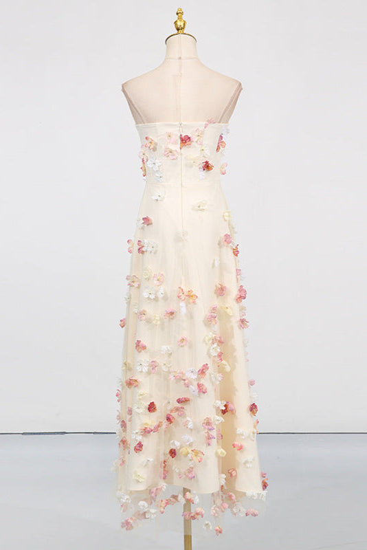 OFF-SHOULDER EMBROIDERED MAXI DRESS APRICOT