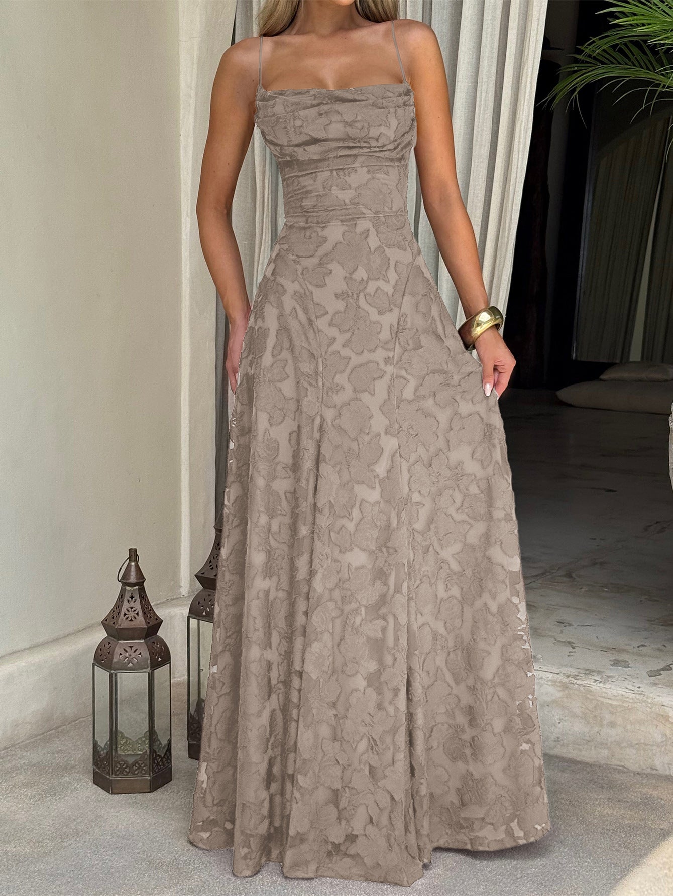 KHAKI FRANCIS MAXI DRESS CASUAL OCCASION