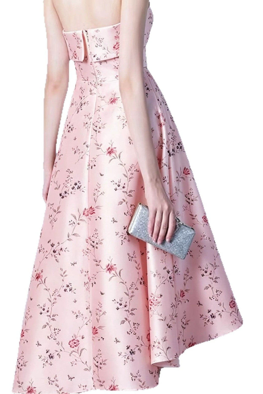 FLORAL STRAPLESS MIDI DRESS FOR PARTY