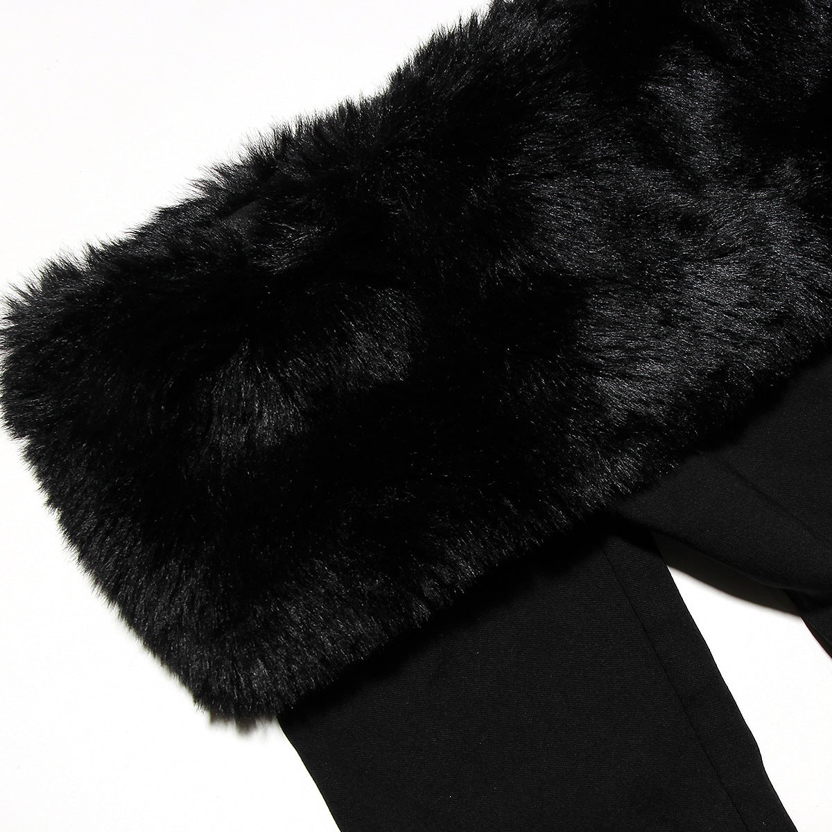 RITA BLACK OFF-SHOULDER MINI FUZZY PARTY DRESS