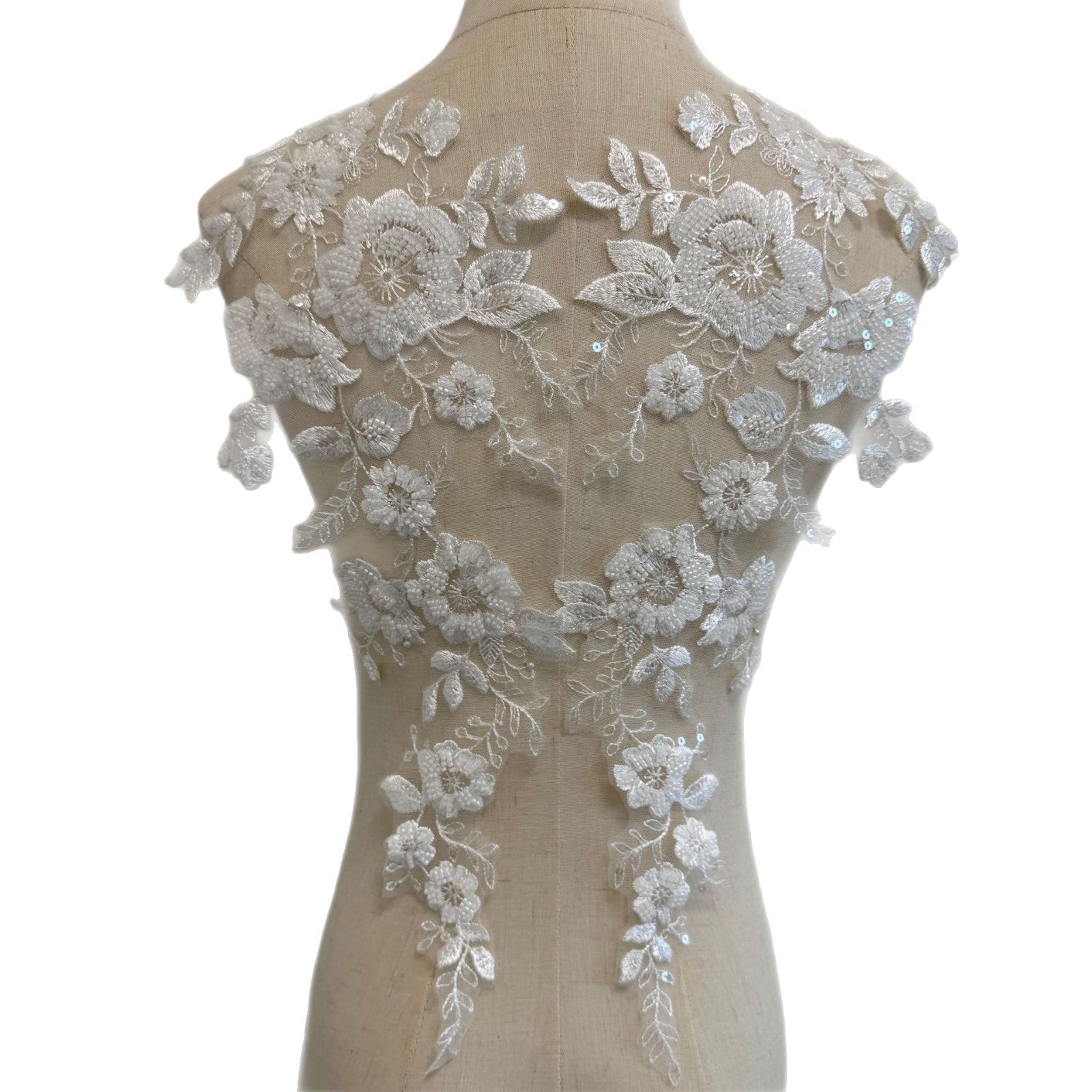 O1CN01fj8ZcL2Cud4rV38is__2212893468534-0-cib_fe0d174d-2cf7-4c66-b1aa-8999d28e8e7a WHITE 3D BEAD EMBROIDERED WEDDING DRESS & VEIL DIY TRIM ZH351