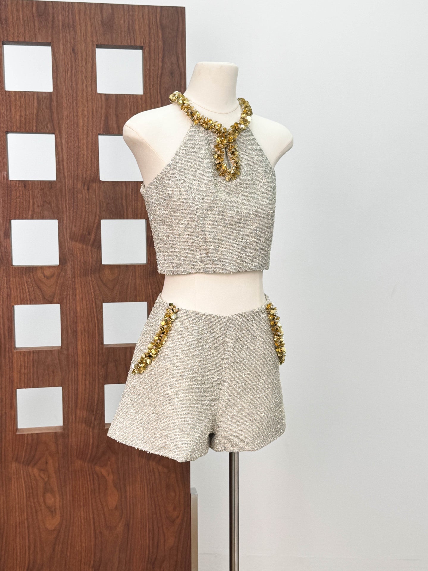 EVANGELINE SEQUIN APRICOT TOP FOR PARTY NIGHTS