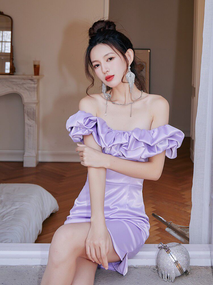 O1CN01fwInu41gRiR8s0neb__2221476194139 DOLORES RUFFLE STRAPLESS MINI DRESS PURPLE PARTY