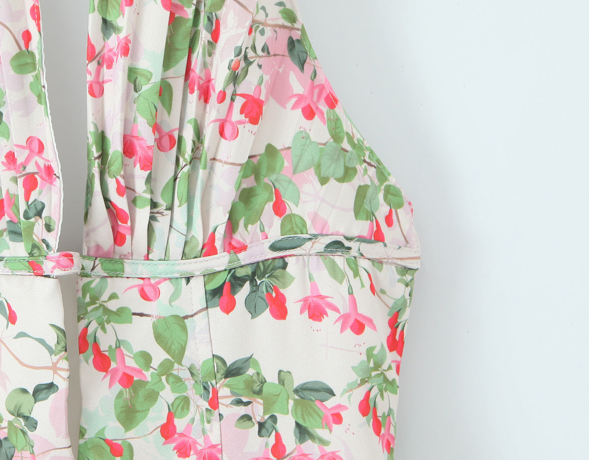 PLUNGE NECK FLORAL MINI DRESS FOR PARTY