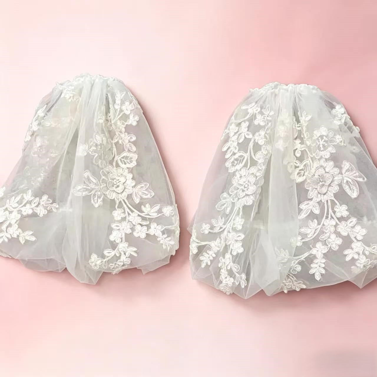 SATIN V-NECK A-LINE WEDDING DRESS W/ DETACHABLE LACE SLEEVES
