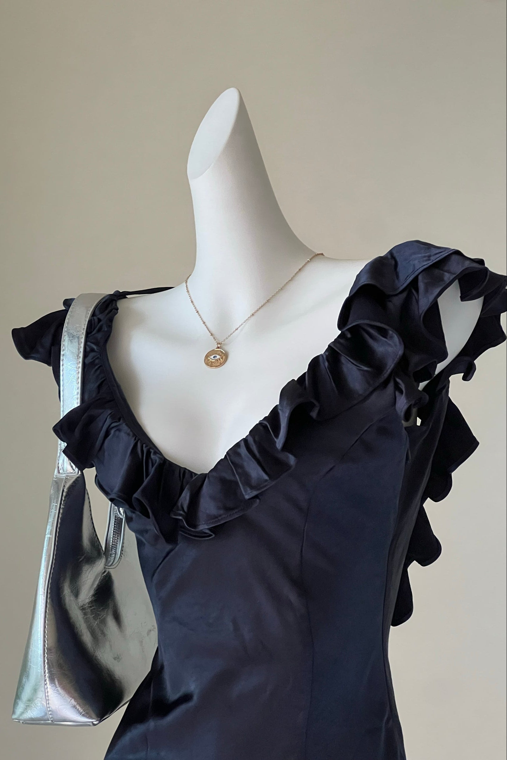 BUTACUP NAVY FRILL MINI DRESS FOR PARTY