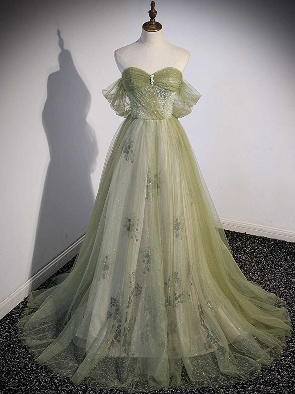 O1CN01gg1g0k1UDibsU1H8l__728732484_69a46d60-db4b-466f-adaa-246e5c7cd546 A-LINE GREEN TULLE LONG PROM GOWN