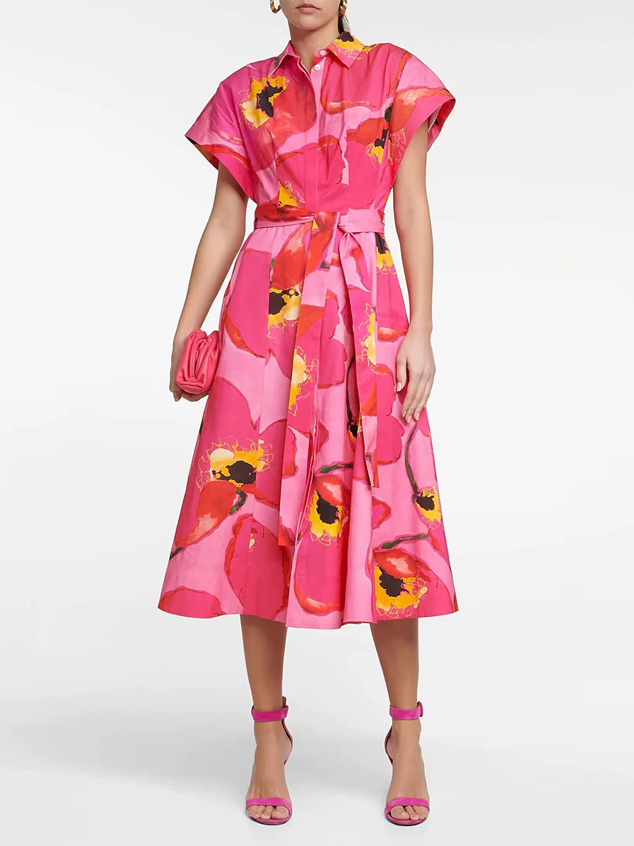 SATIN PINK MIDI DRESS FOR WEDDING GUEST