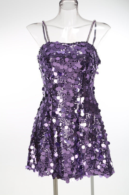 VIRGINIA PURPLE SEQUIN MINI DRESS FOR PARTY