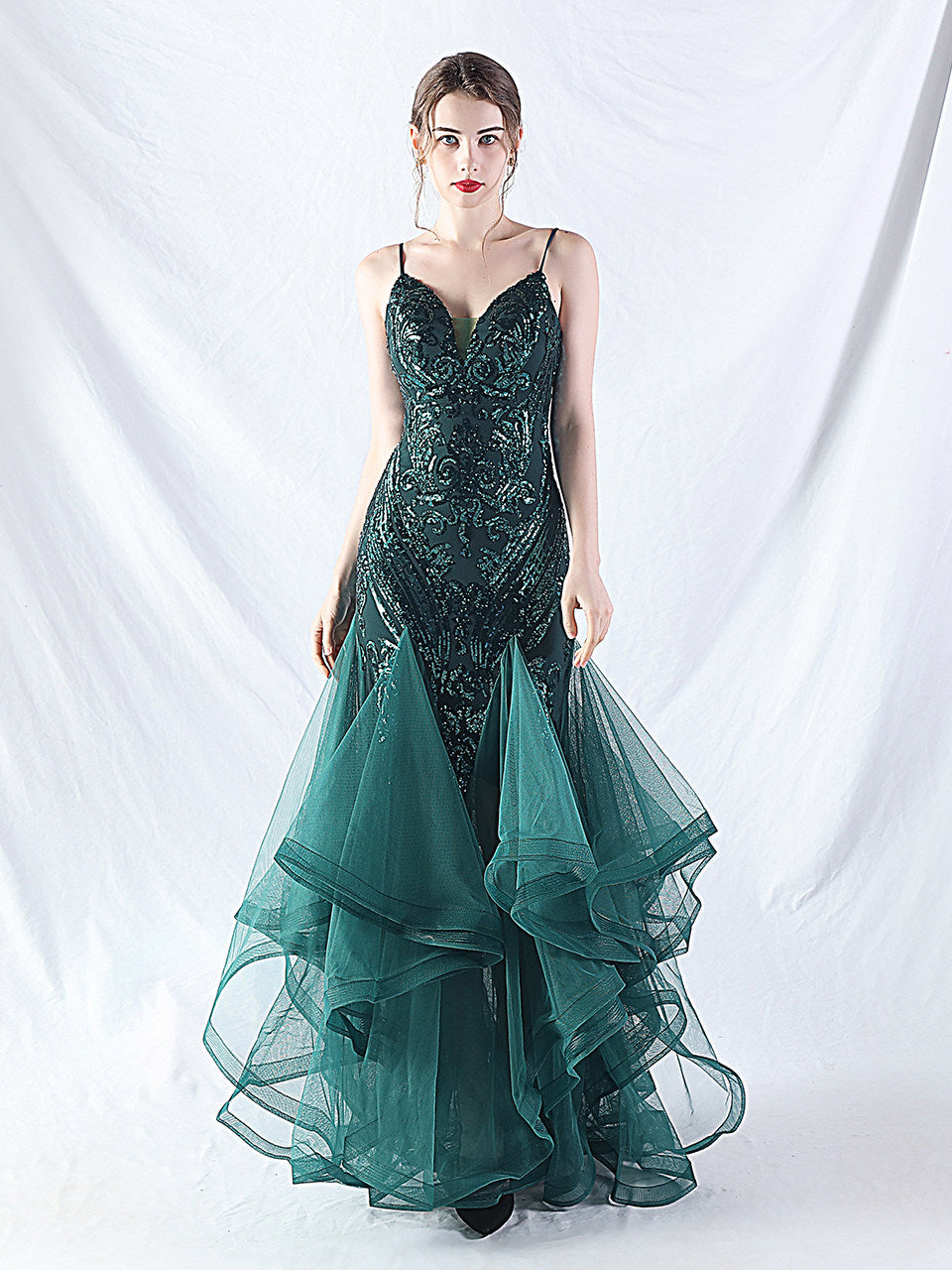 SEQUIN TULLE MAXI DRESS FOR WEDDING GUEST