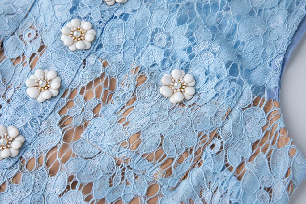 EUNICE BLUE LACE PENCIL MINI DRESS