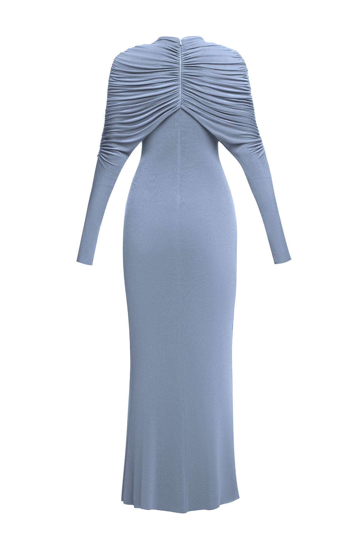 BONNIE KNOT BODYCON MAXI DRESS, LONG SLEEVE, BLUE