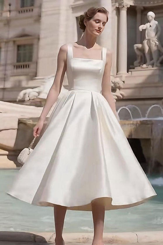 OFF-WHITE MINIMALIST SPAGHETTI STRAP MIDI DRESS