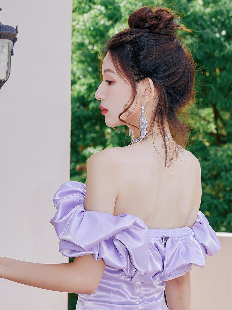 DOLORES RUFFLE STRAPLESS MINI DRESS PURPLE PARTY