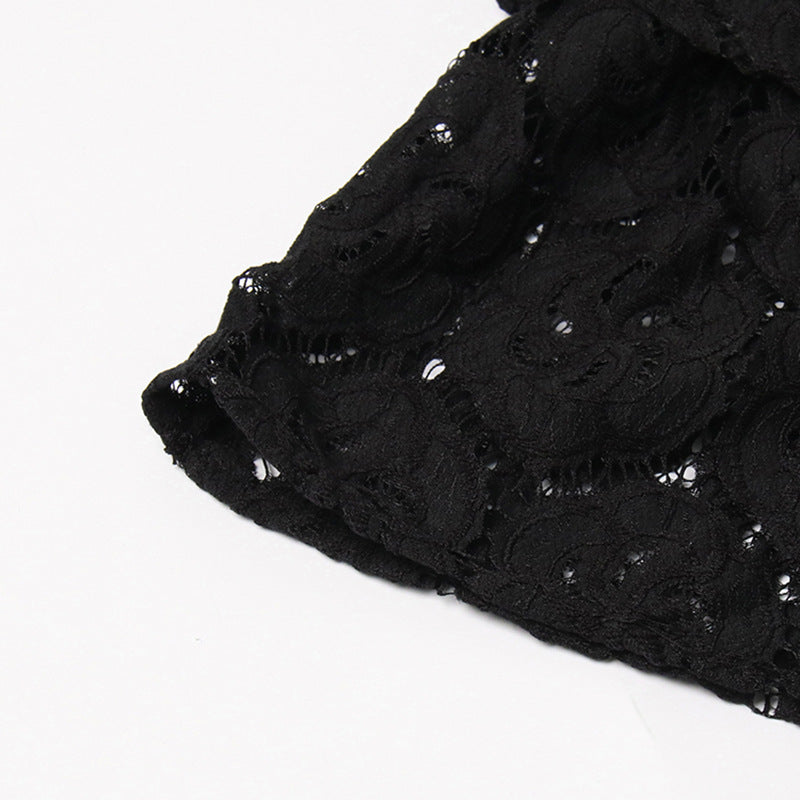 VANESSA BLACK LACE MINI DRESS, LONG SLEEVE