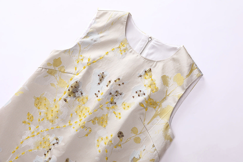 HELOISE MULTICOLOR FLORAL EMBROIDERY SLEEVELESS MINI DRESS