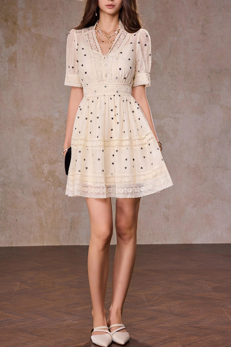 O1CN01iwl3rS1OeOGpUKxXd__2205289861730-0-cib POLKA DOT V-NECK A-LINE MINI DRESS APRICOT