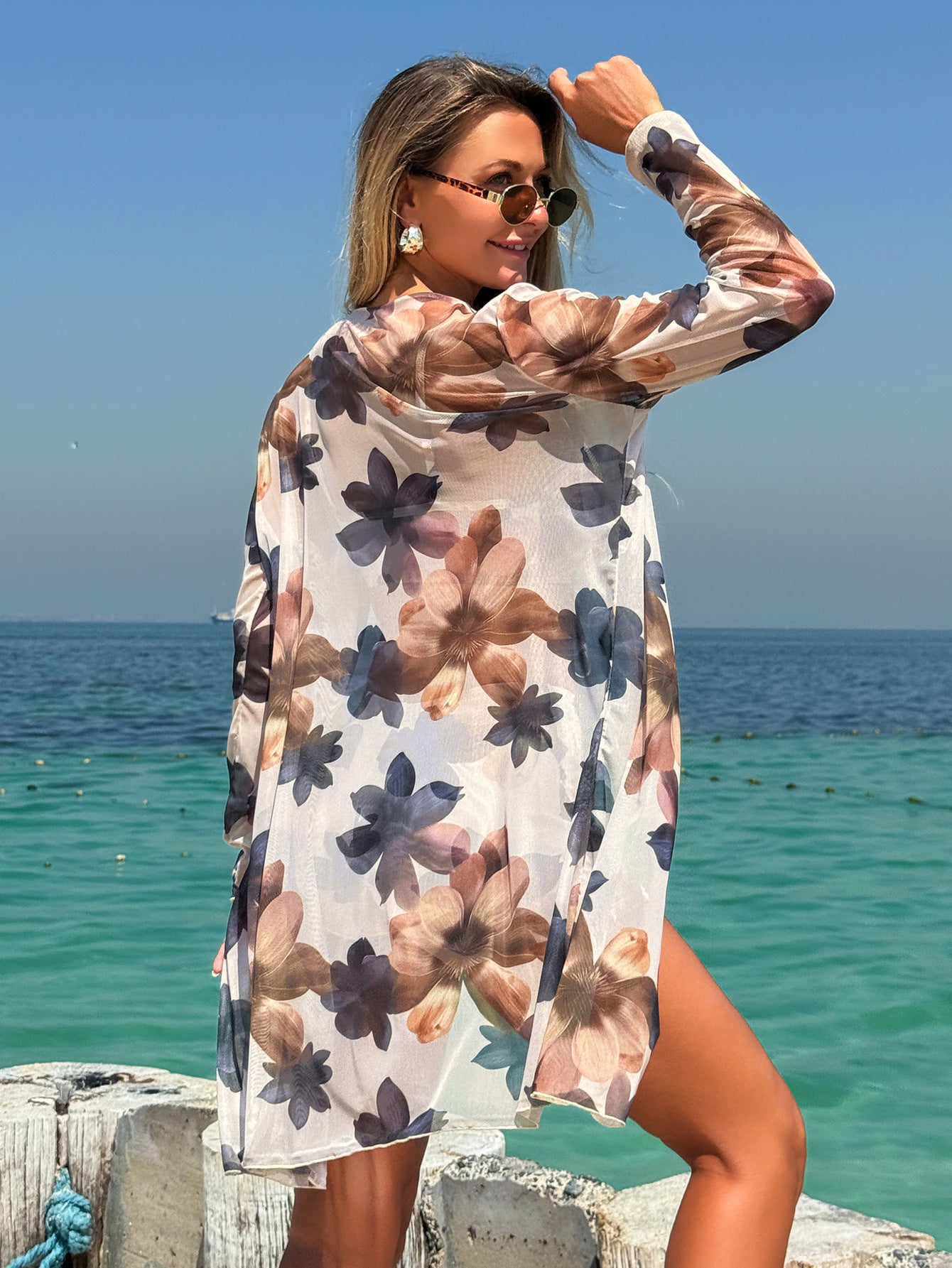 BELINDA 3PC SWIM SET: CHIFFON COVER-UP & SUN PROTECTION