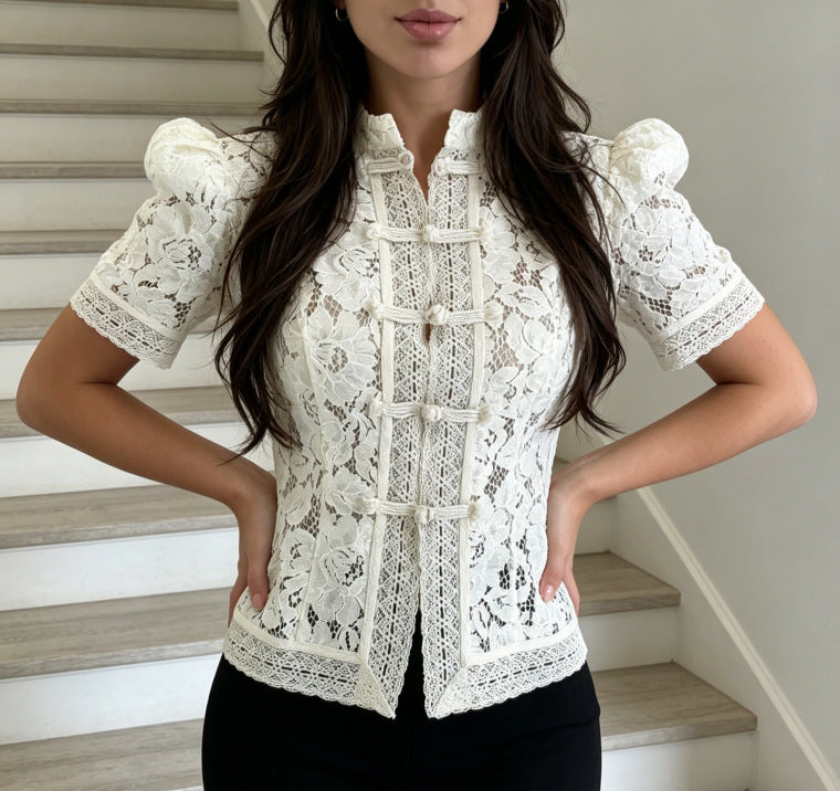 LACE BUCKLE BLOUSE FOR DATE NIGHT