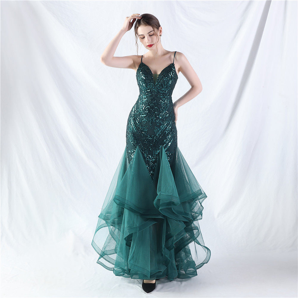 SEQUIN TULLE MAXI DRESS FOR WEDDING GUEST