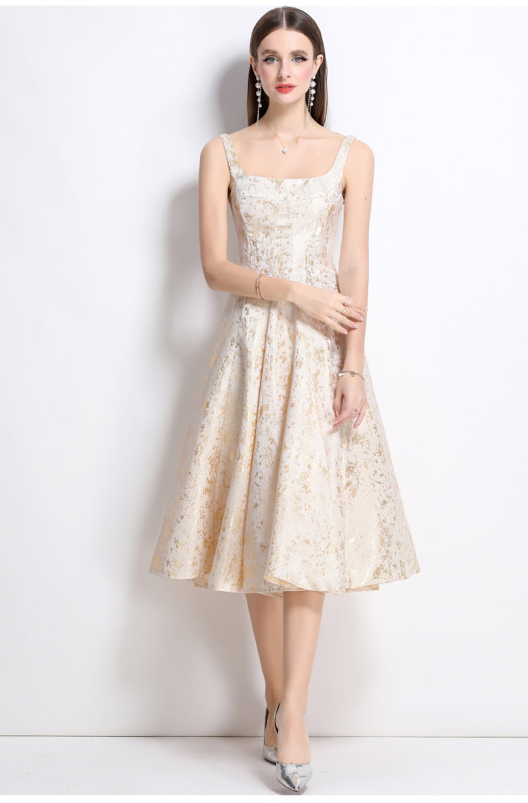 O1CN01jHjLcS1rKLlG2J7VY__2206680355612-0-cib VANESSA A-LINE JACQUARD MIDI DRESS - APRICOT