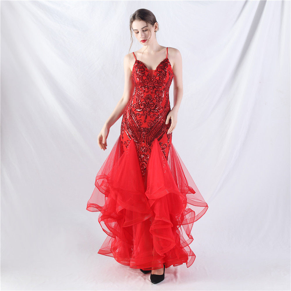 SEQUIN TULLE MAXI DRESS FOR WEDDING GUEST