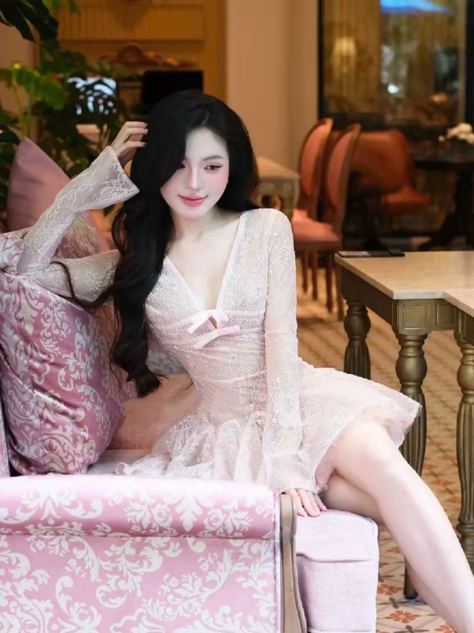 EILEEN PINK LACE A-LINE MINI DRESS