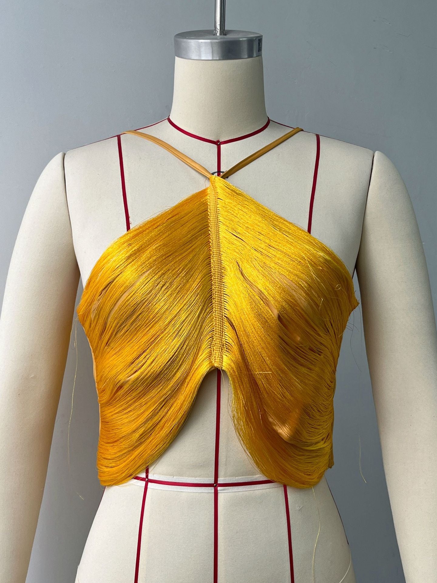 OFF SHOULDER FRINGED HALTER TOP FOR PARTY