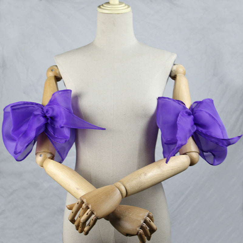 ORGANZA BOW CUFFS, DETACHABLE SHORT SLEEVE, FORMAL