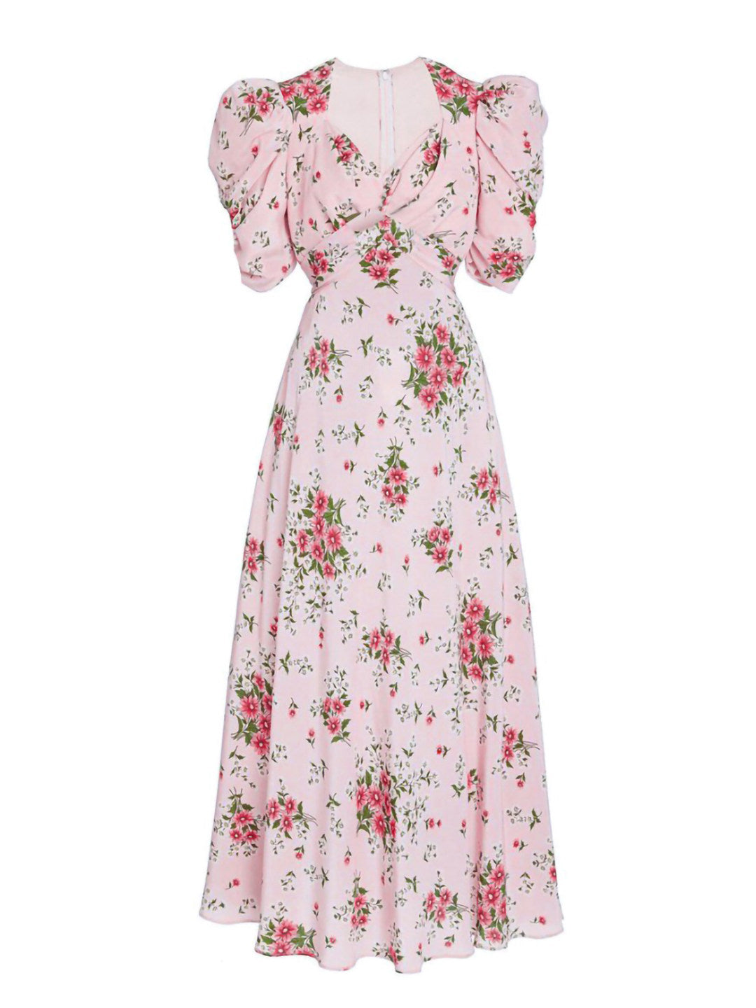 PINK FLORAL V-NECK MAXI DRESS FOR WEDDING