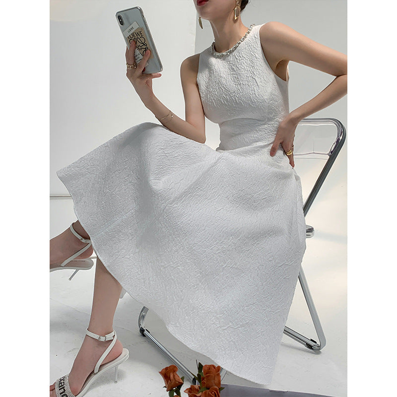 AVA RHINESTONE SLEEVELESS FULL SKIRT WHITE WEDDING DRESS