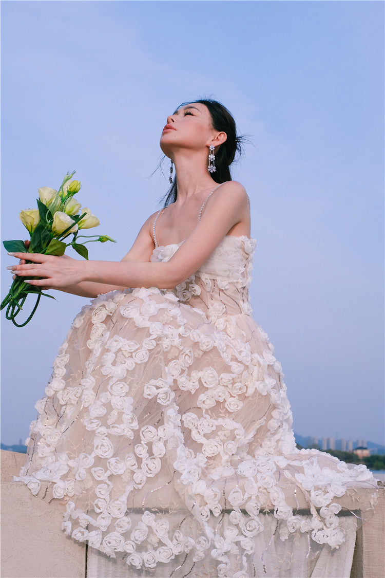 LEAH SLEEVELESS FLORAL MIDI DRESS FOR WEDDING