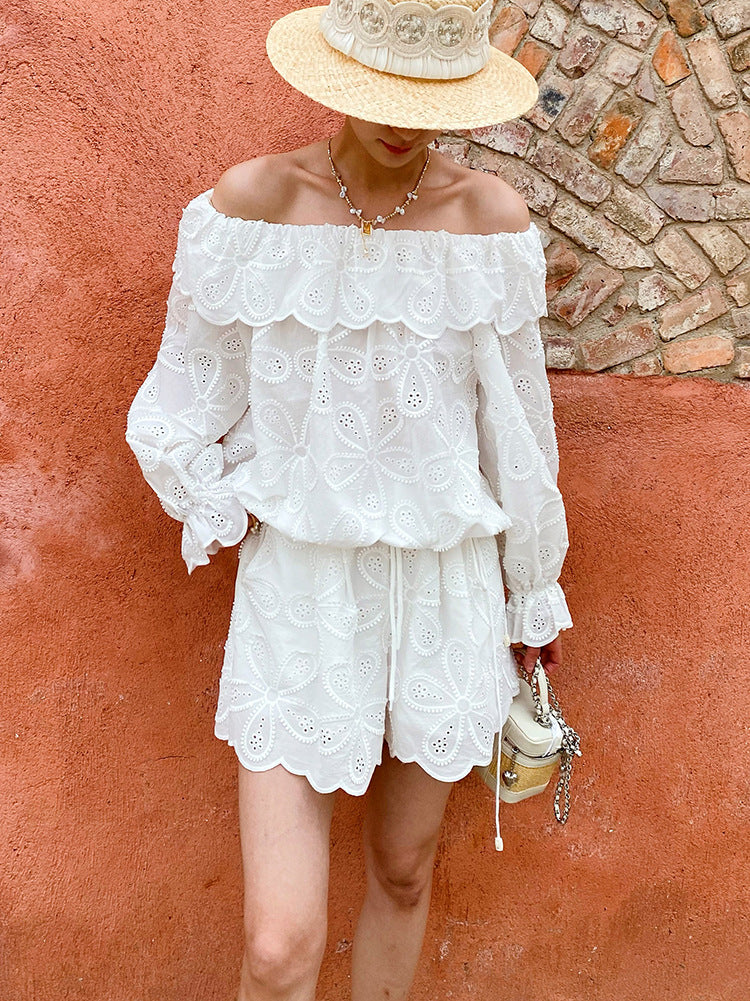 O1CN01k7bBsb23jKpi8aYMB__2172697291-0-cib EMBROIDERED OPENWORK SHOULDER TOP & SHORTS SET