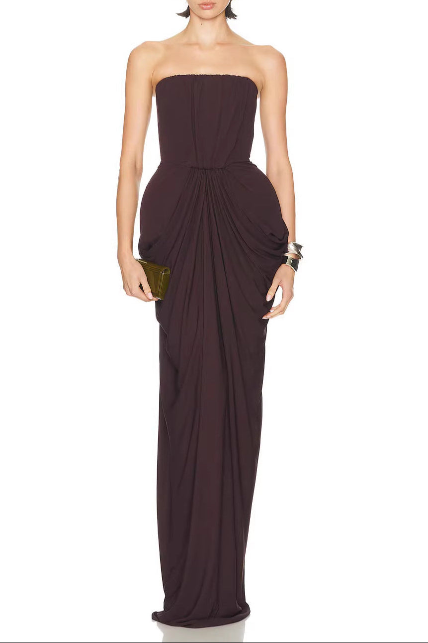 O1CN01kCqvUI1DRbUCo3Vl6__2203467220213-0-cib SIMONA BROWN STRAPLESS PLEATED GOWN