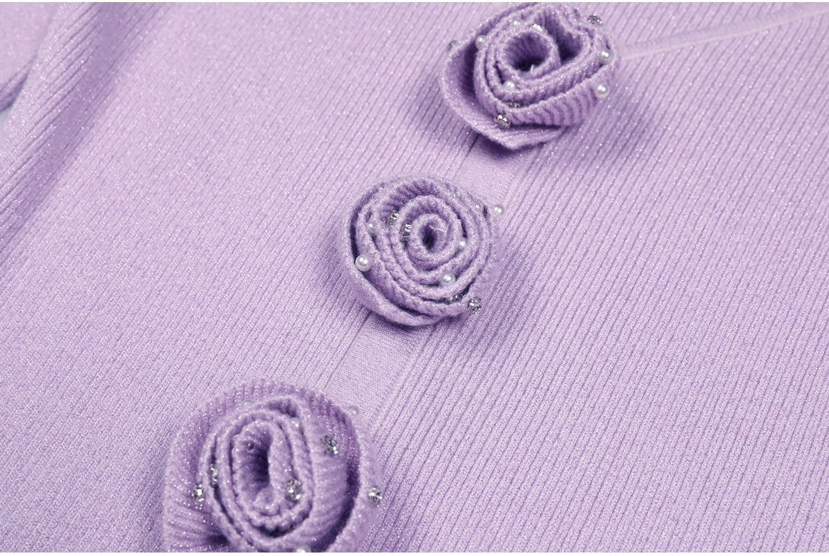 FLORAL KNIT MINI DRESS, PALE PURPLE, COCKTAIL PARTY