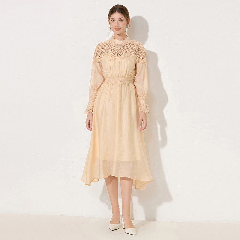 CECILIA APRICOT LANTERN SLEEVE MIDI DRESS FOR WEDDING